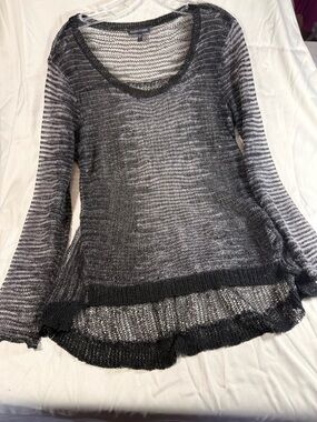 Eileen Fisher Black and White Open Knit Sweater